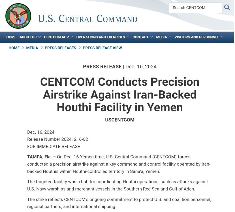 ABD, Yemen'in Başkenti Sana'yı Vurdu