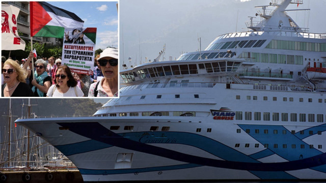 Rodos’ta gerilim: Filistin destekçileri İsrailli turistleri engellemek istedi