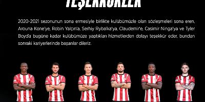 Sivasspor, 6 futbolcusuna teşekkür etti