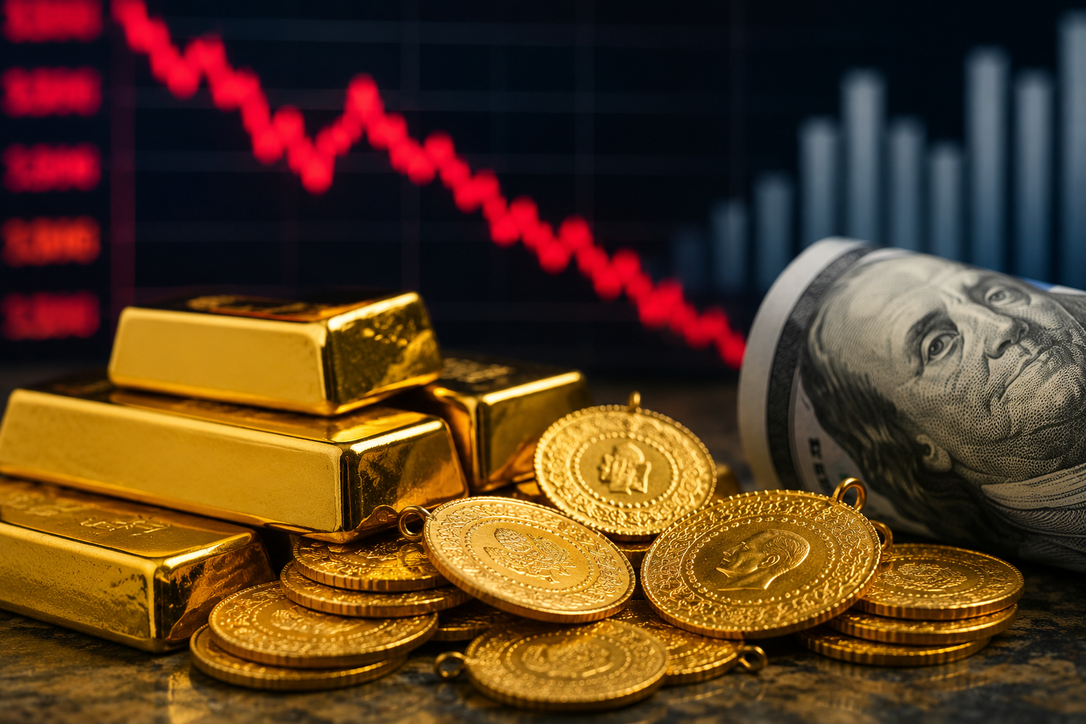 Altında sert çöküş: Gram altın iki ayın dibinde