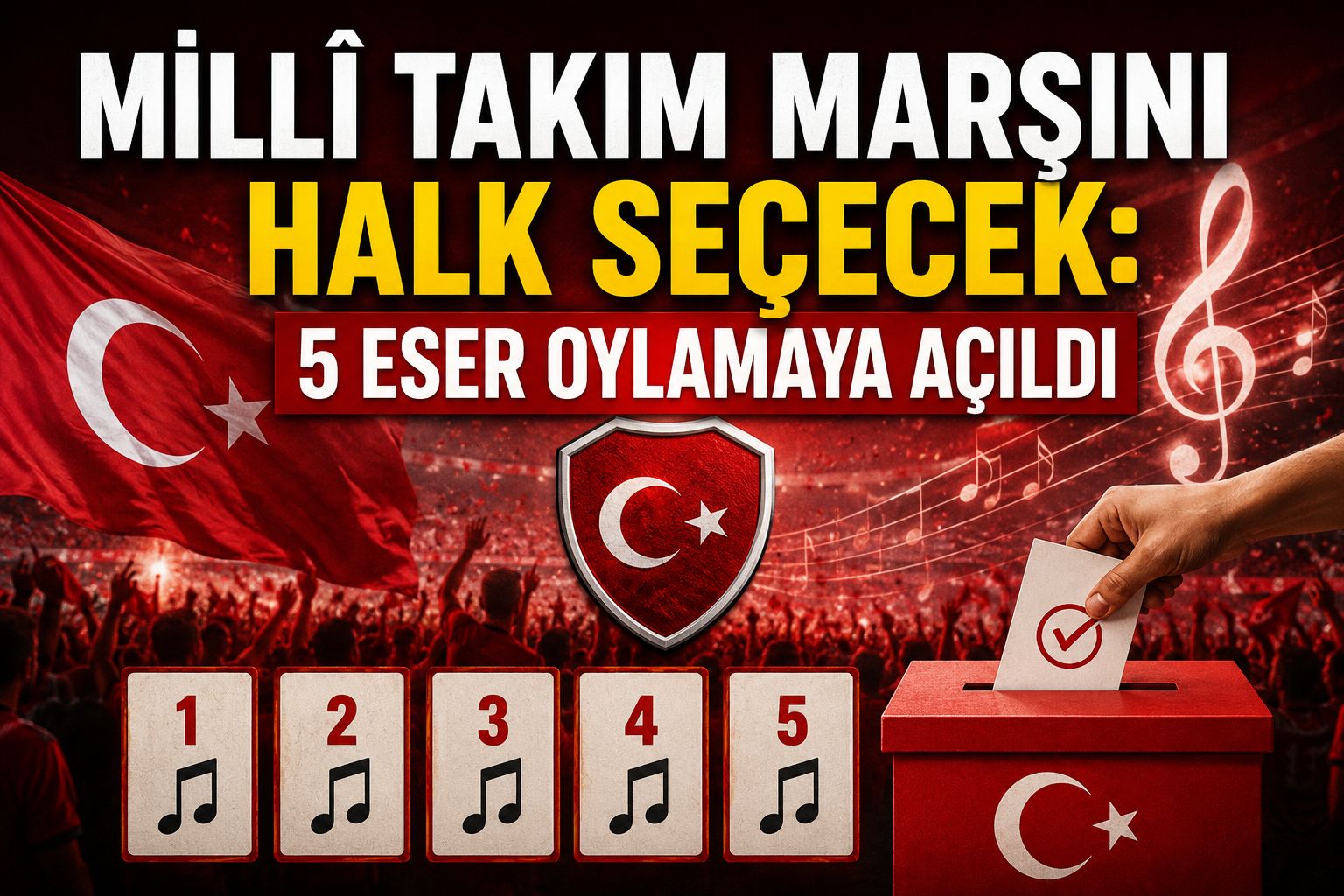 Milli takım marşını halk seçecek: 5 eser oylamaya açıldı