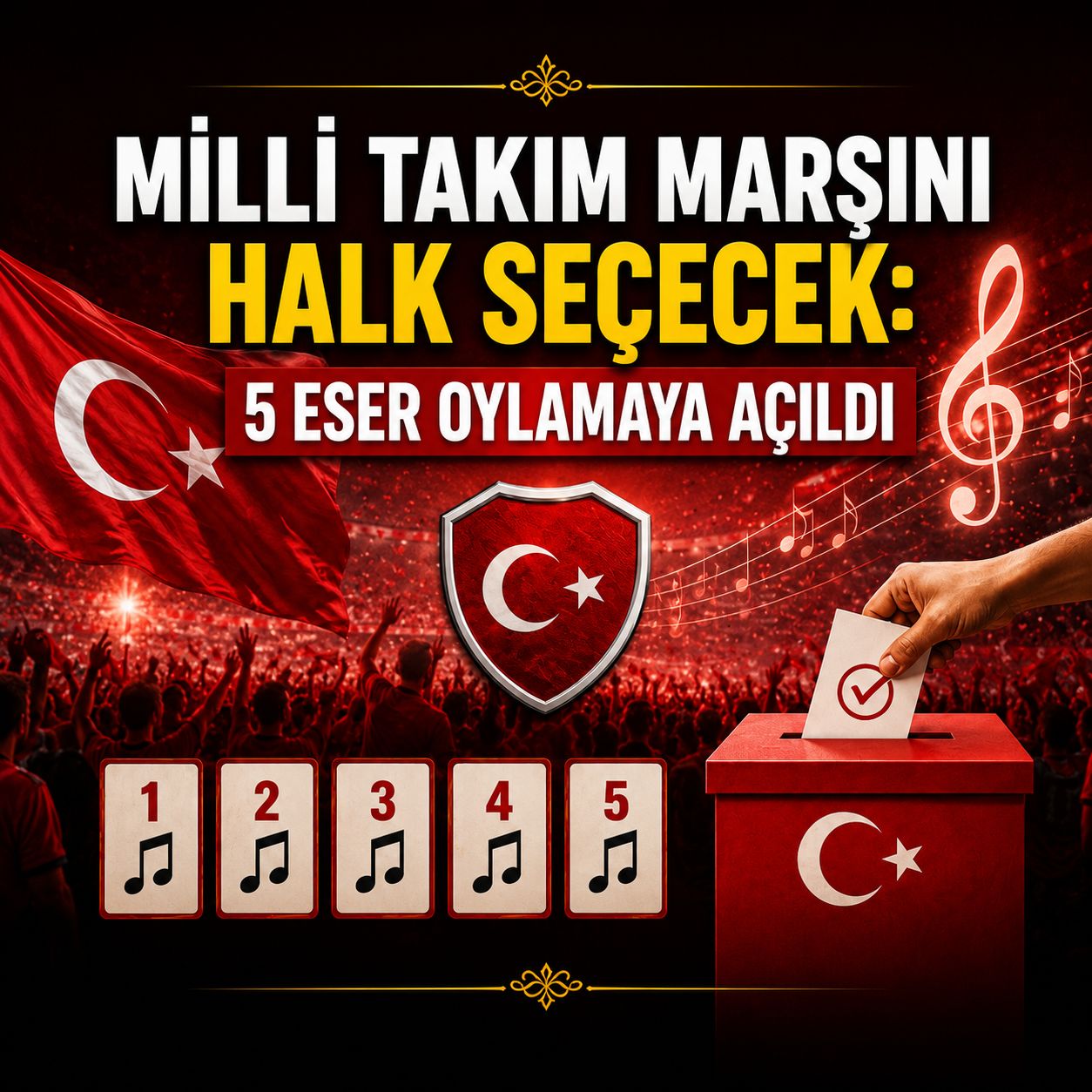 Milli takım marşını halk seçecek: 5 eser oylamaya açıldı