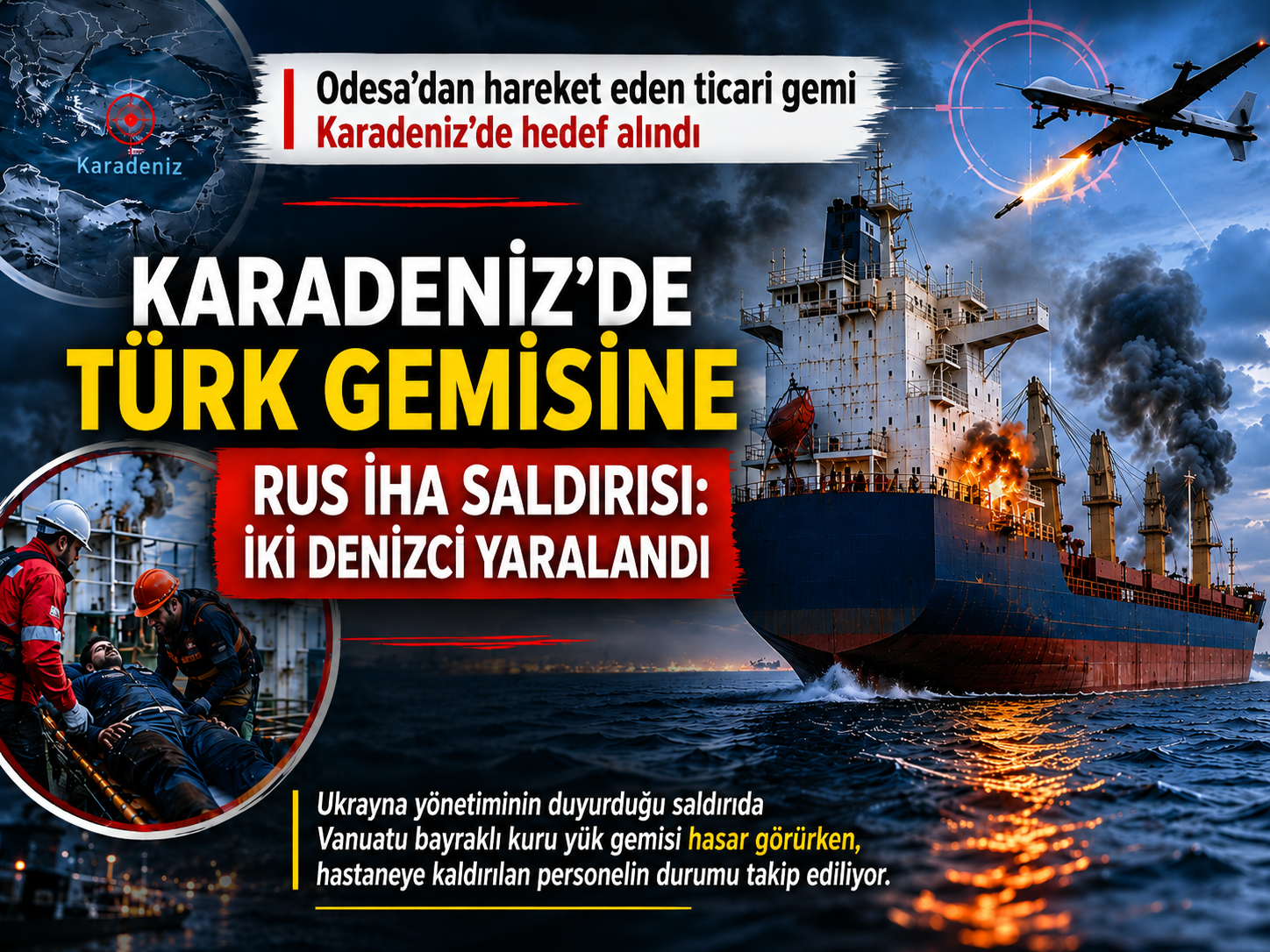 Odesa’dan Türkiye’ye giden Türk gemisine saldırı