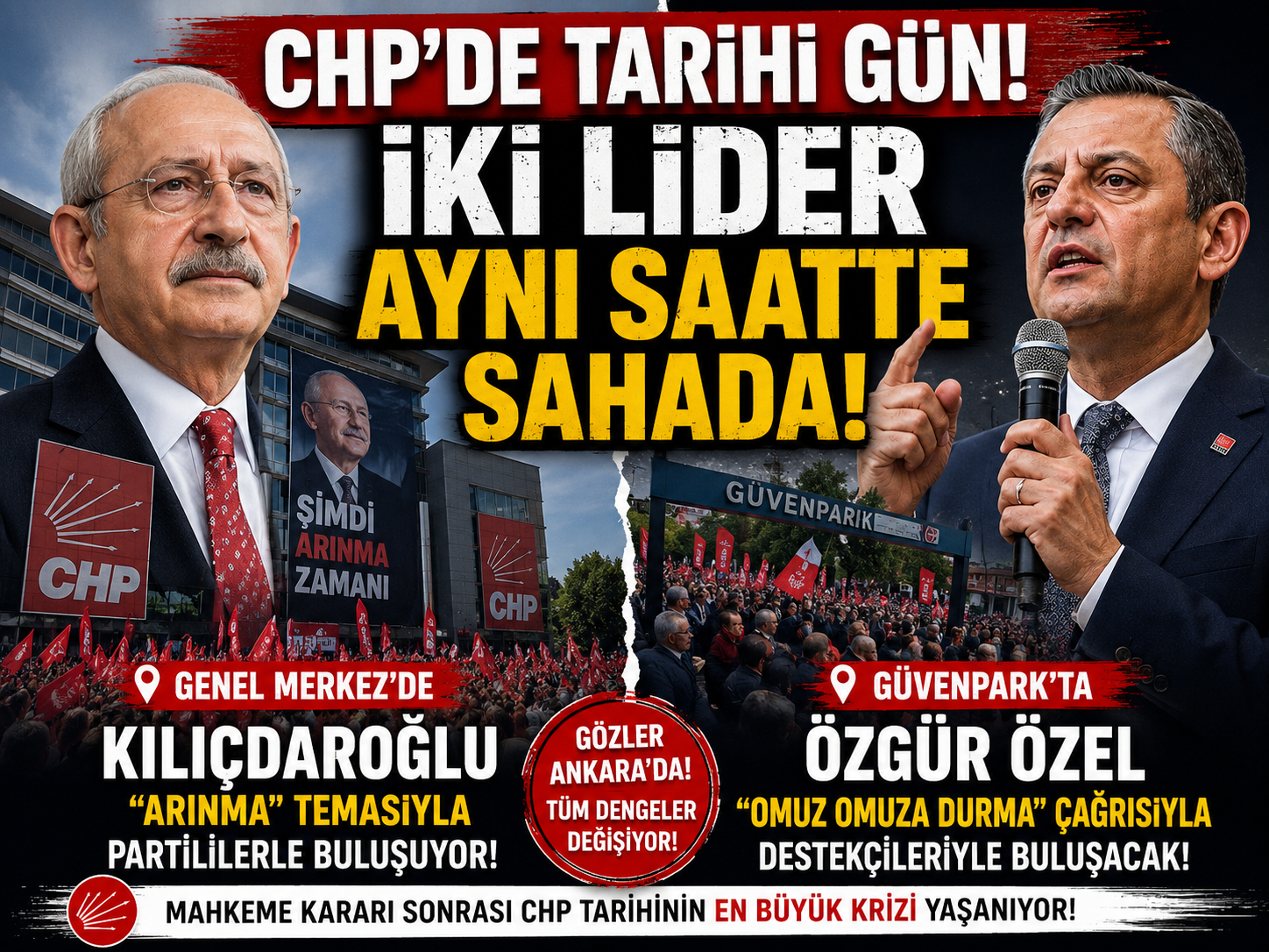 CHP’de tarihi gün: Kılıçdaroğlu ve Özgür Özel aynı saatte sahada