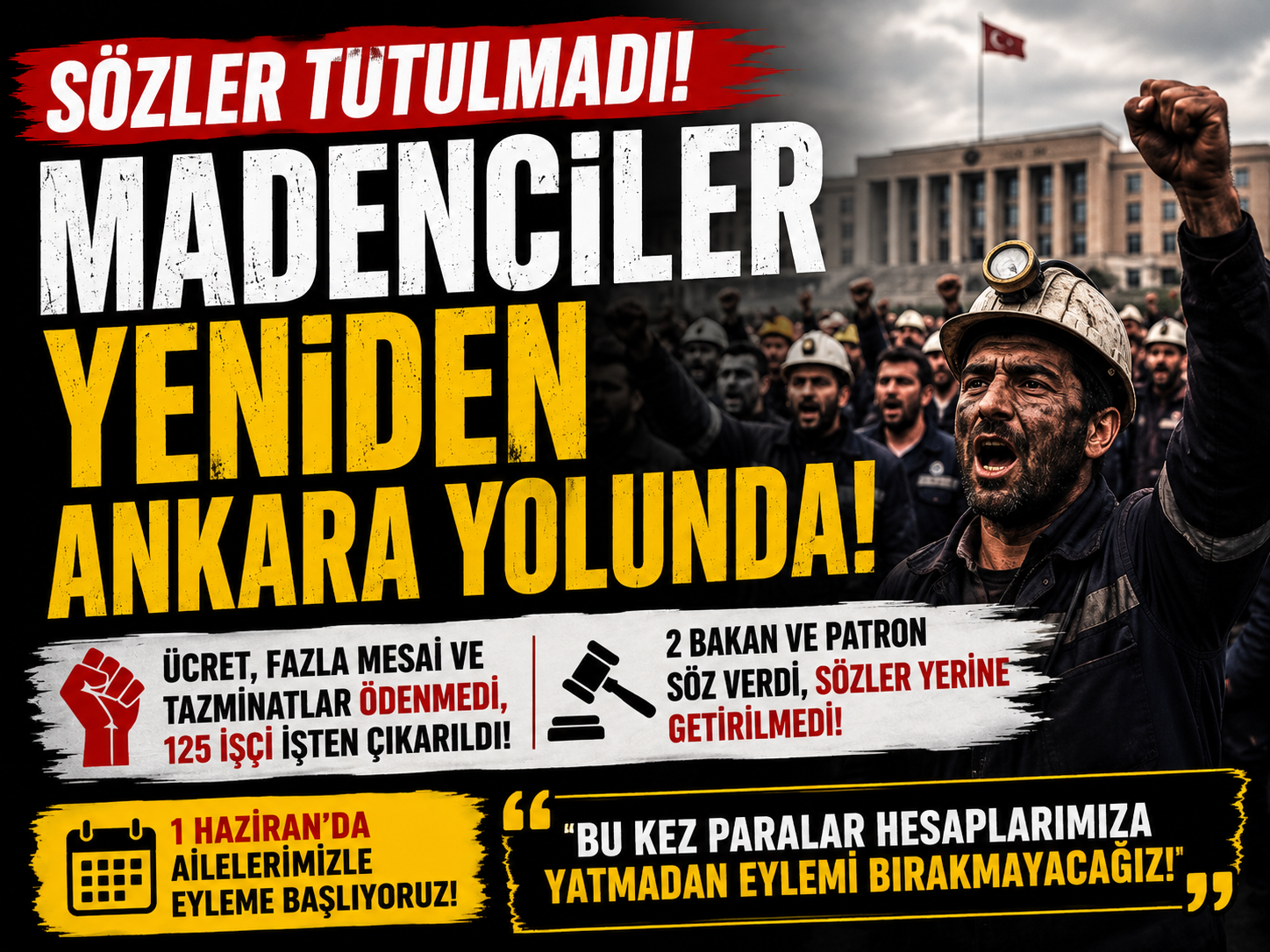 Doruk Madencilik işçileri yeniden Ankara yolunda: “Sözler tutulmadı”