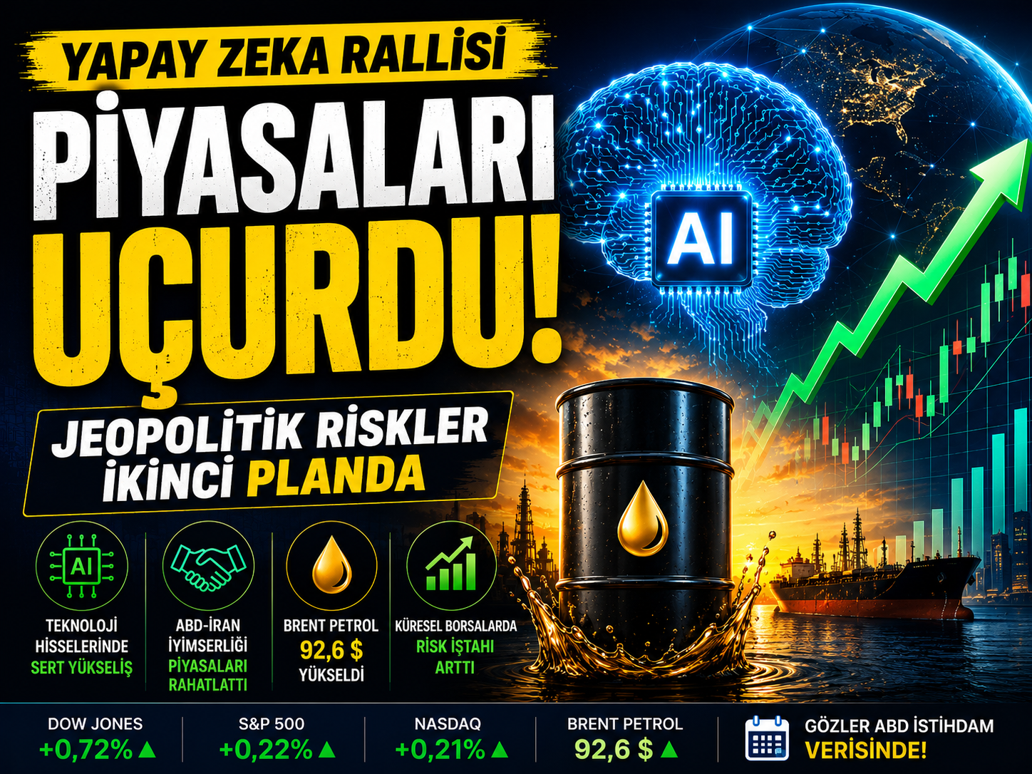 Yapay zeka rallisi piyasaları uçurdu: Jeopolitik riskler ikinci planda