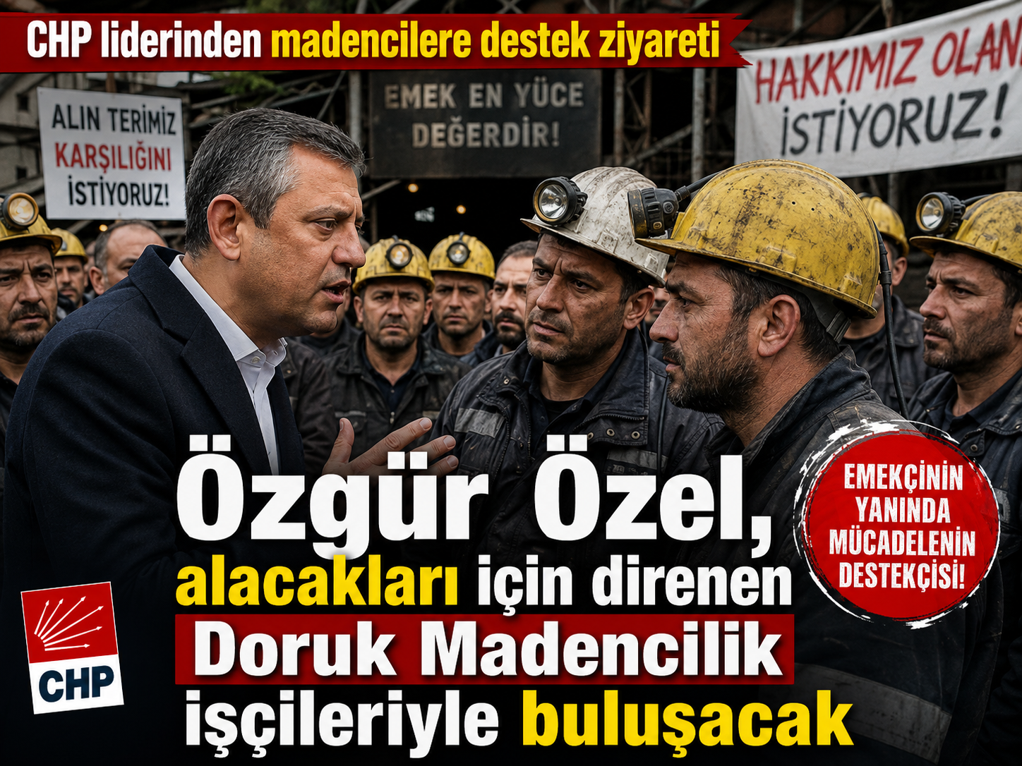 Özgür Özel, alacakları için direnen Doruk Madencilik işçileriyle buluşacak