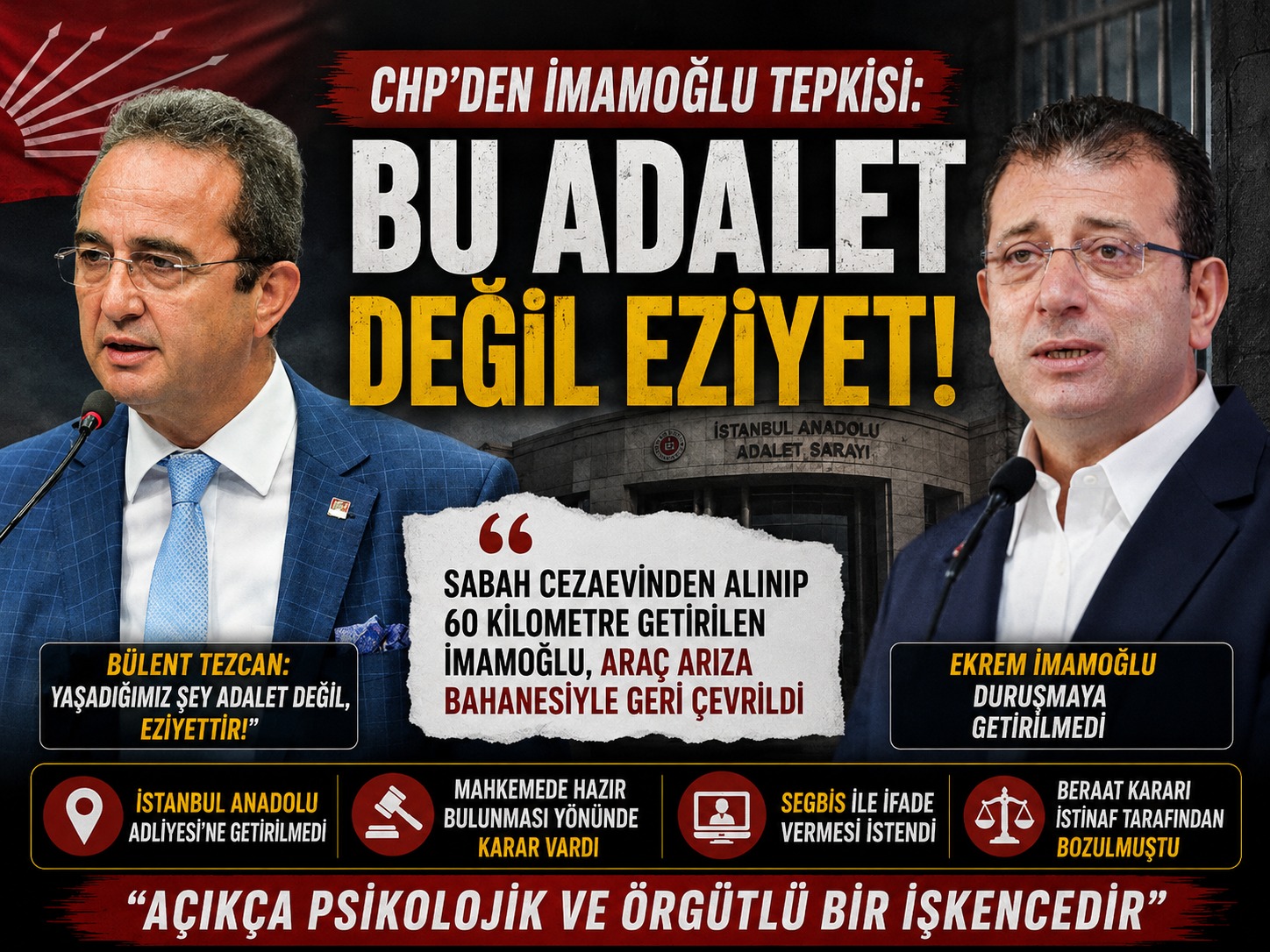 CHP’li Tezcan'dan İmamoğlu tepkisi: Bu adalet değil eziyet