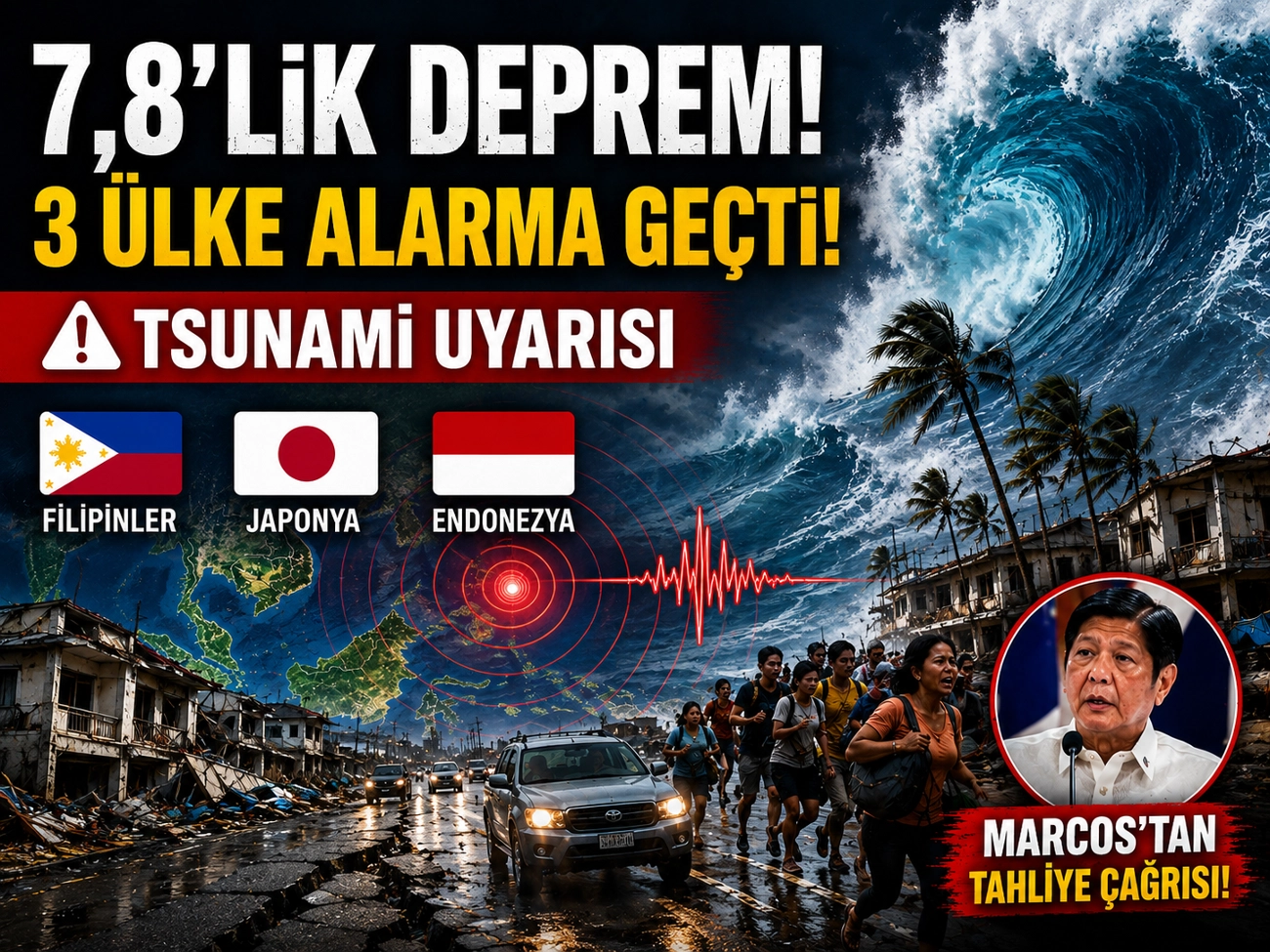 Filipinler bir anda sallandı! Tsunami alarmı peş peşe geldi