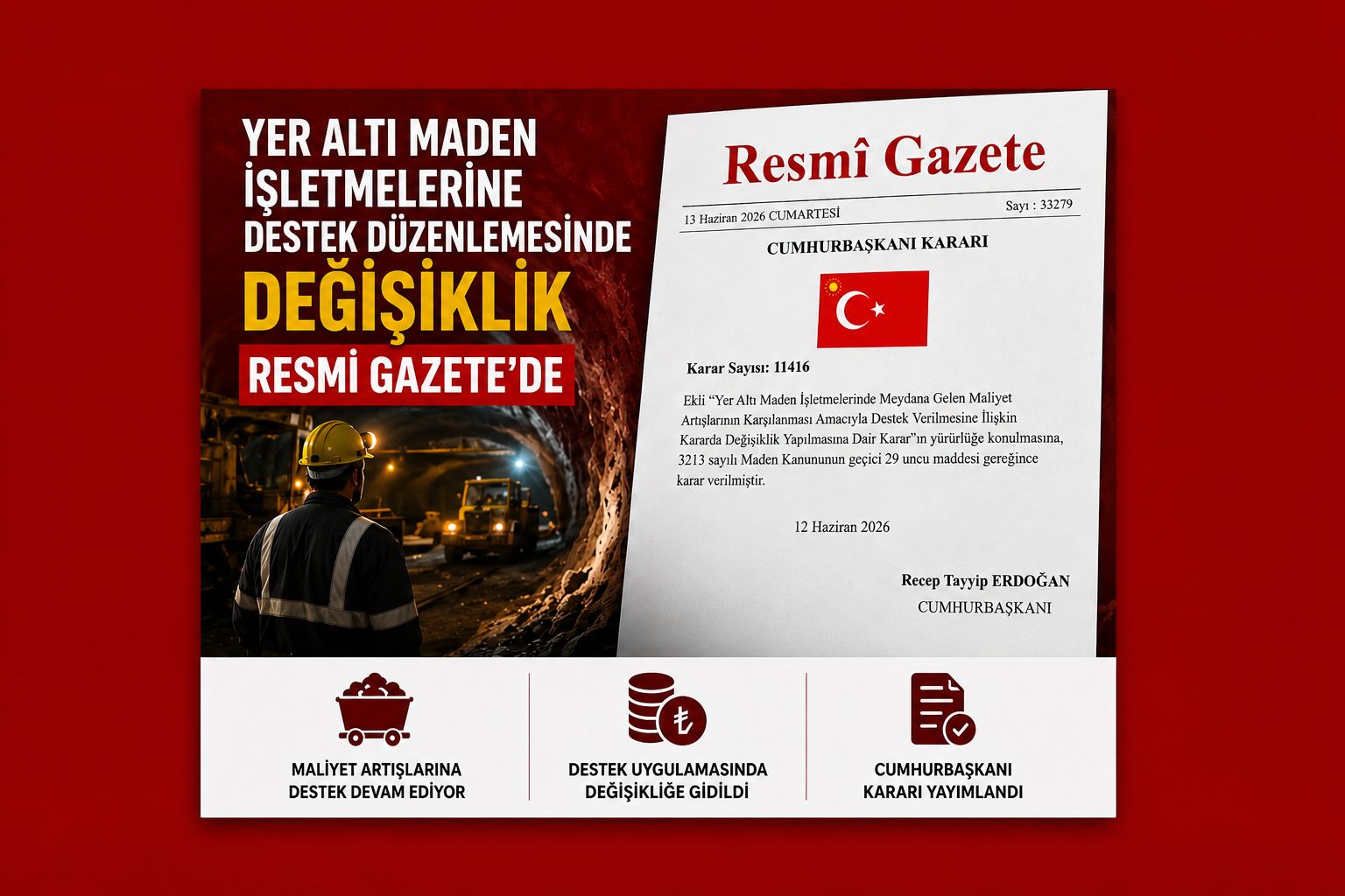 Resmi Gazete'de yayımlandı: Maden desteğinde yeni düzenleme