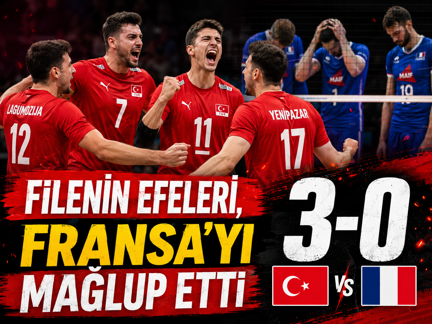 Filenin Efeleri, Fransa’yı 3-0 mağlup etti