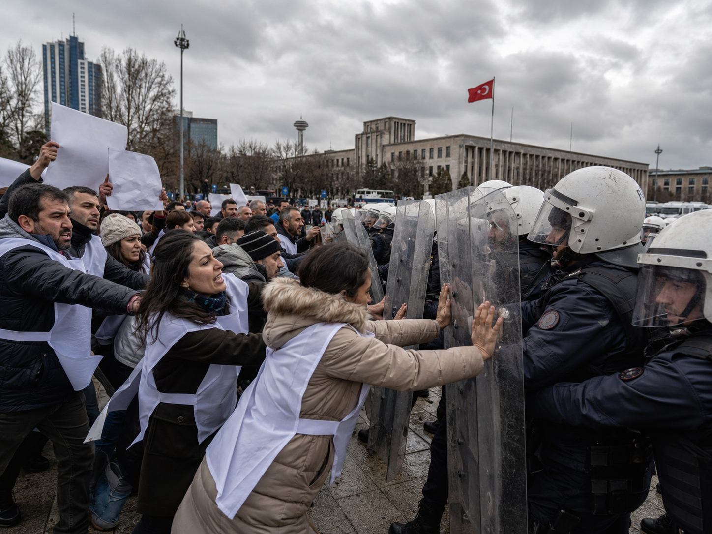 Ankara'da özel sektör öğretmenlerine polis müdahalesi