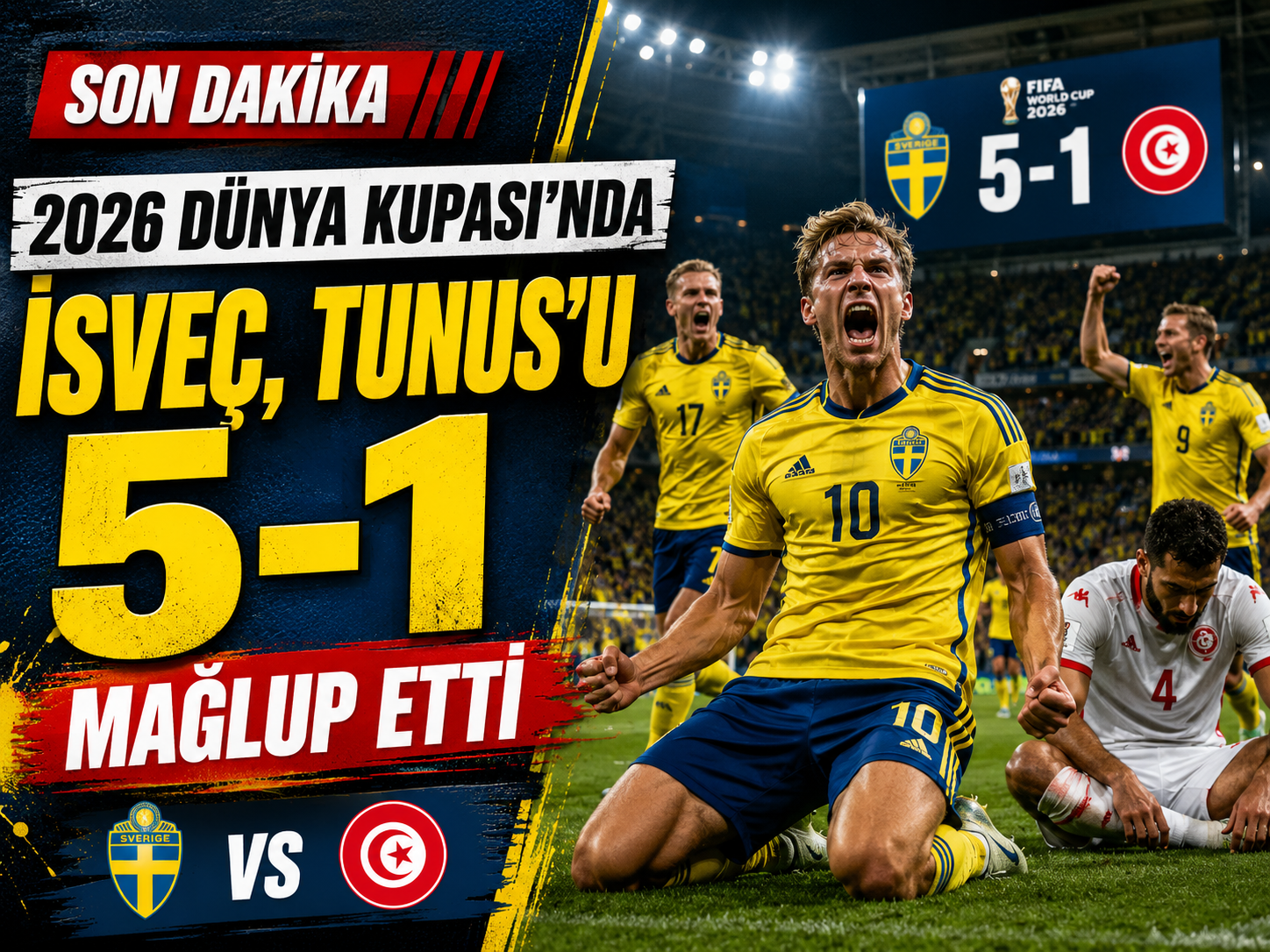 2026 Dünya Kupası’nda İsveç, Tunus’u 5-1 mağlup etti