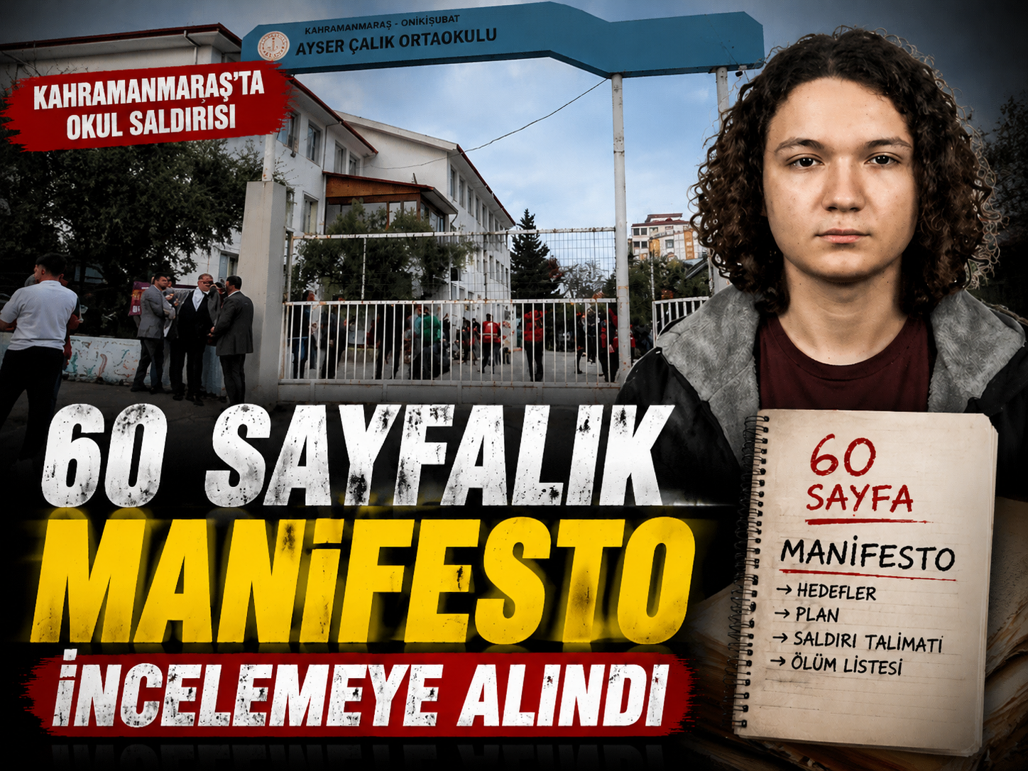 Kahramanmaraş okul saldırısı: 60 sayfalık manifesto incelemeye alındı