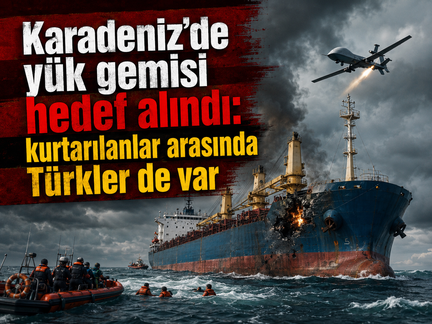 Karadeniz’de yük gemisi hedef alındı: kurtarılanlar arasında Türkler de var