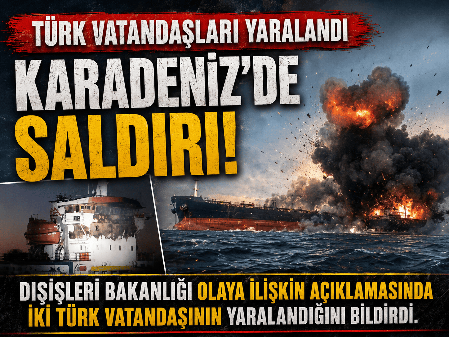 Karadeniz’de sivil gemi vuruldu: 2 Türk vatandaşı yaralı