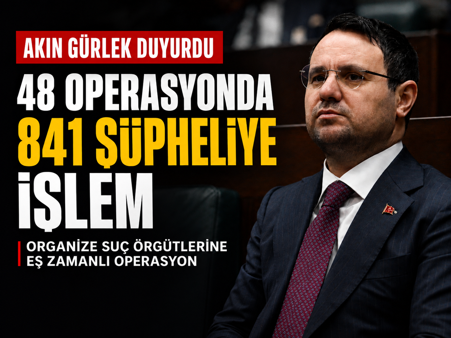 Akın Gürlek duyurdu: 48 operasyonda 841 şüpheliye işlem