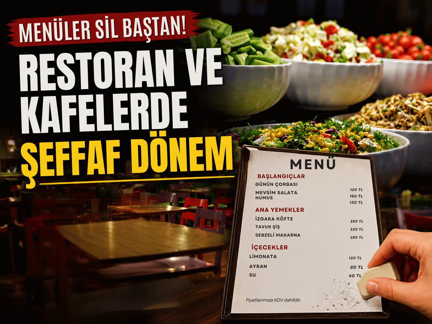 İçerik ve kalori bilgisi menülere girdi