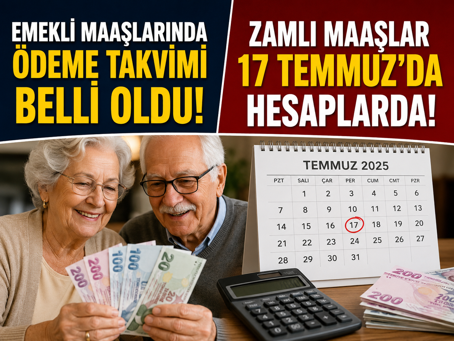 Emekli maaşlarında ödeme takvimi belli oldu! Zamlı maaşlar 17 Temmuz'da hesaplarda