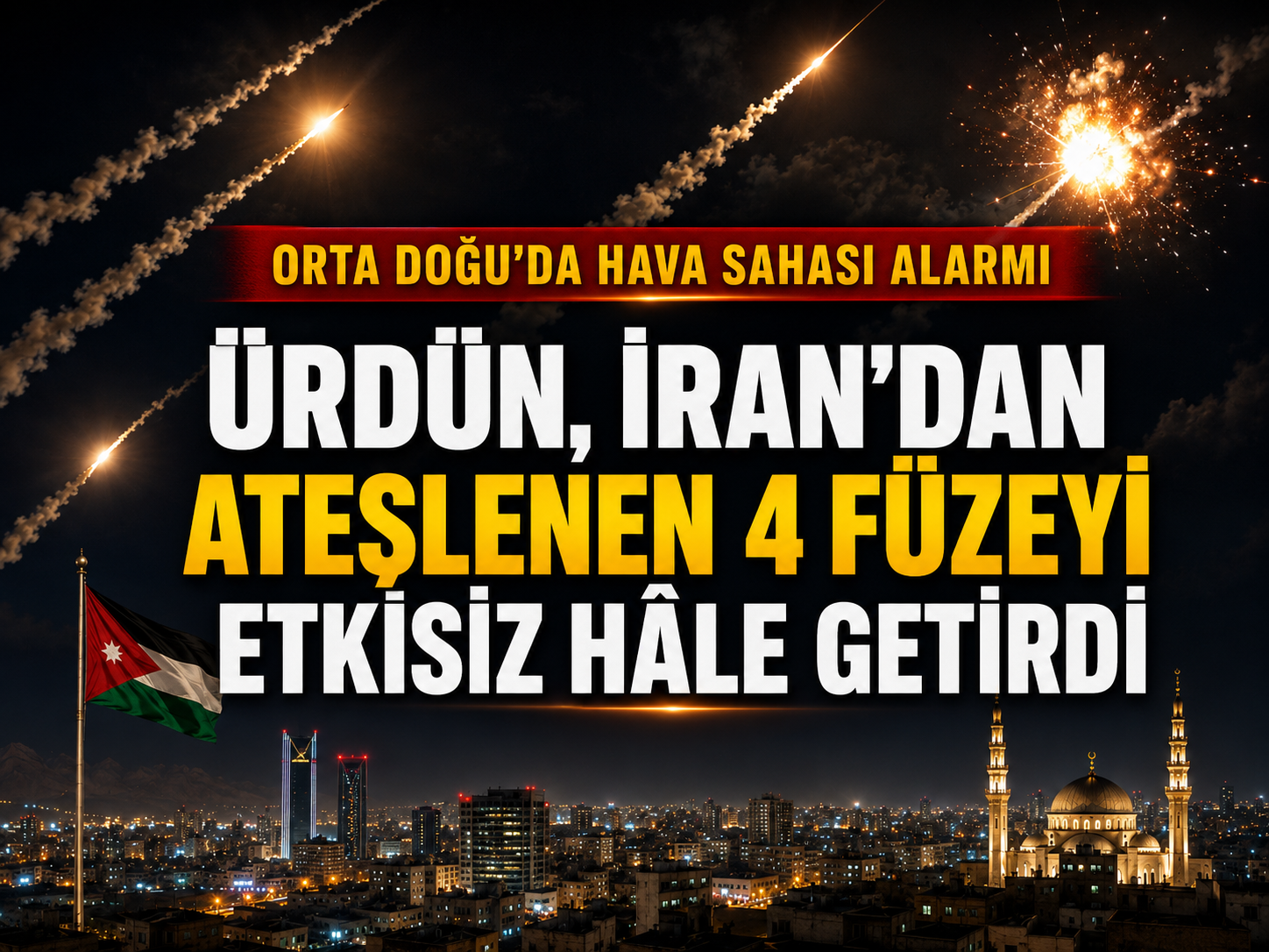 Ürdün, İran’dan ateşlenen 4 füzeyi etkisiz hâle getirdi