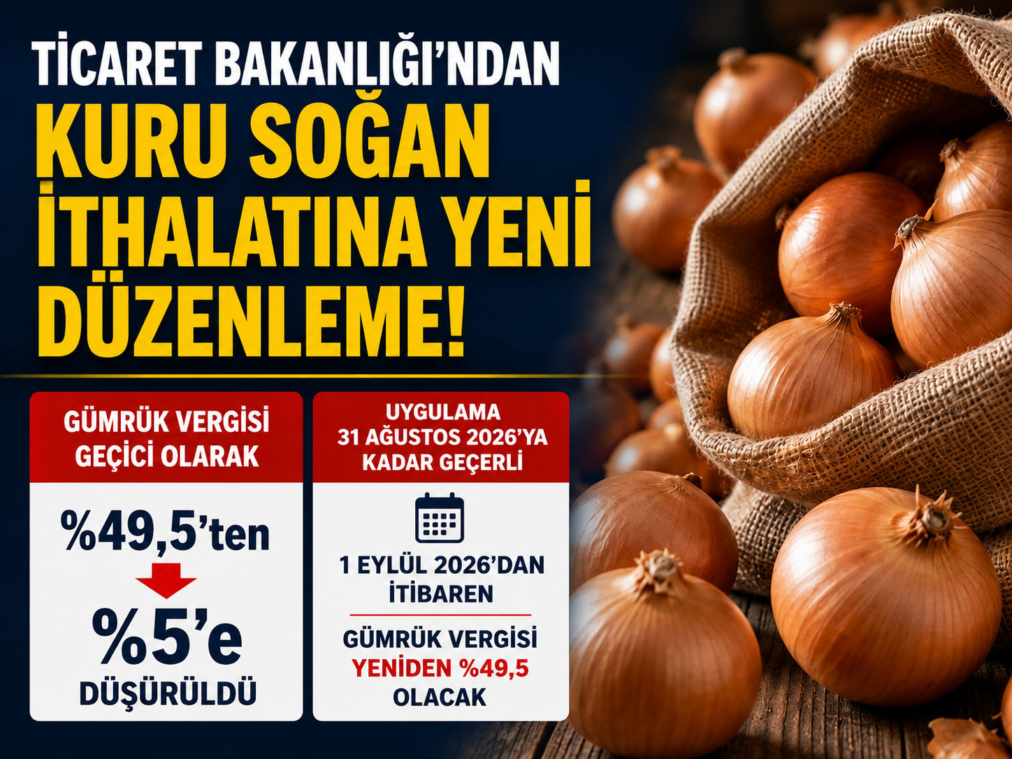 Ticaret Bakanlığı'ndan kuru soğan ithalatı açıklaması! Gümrük vergisi neden düşürüldü?