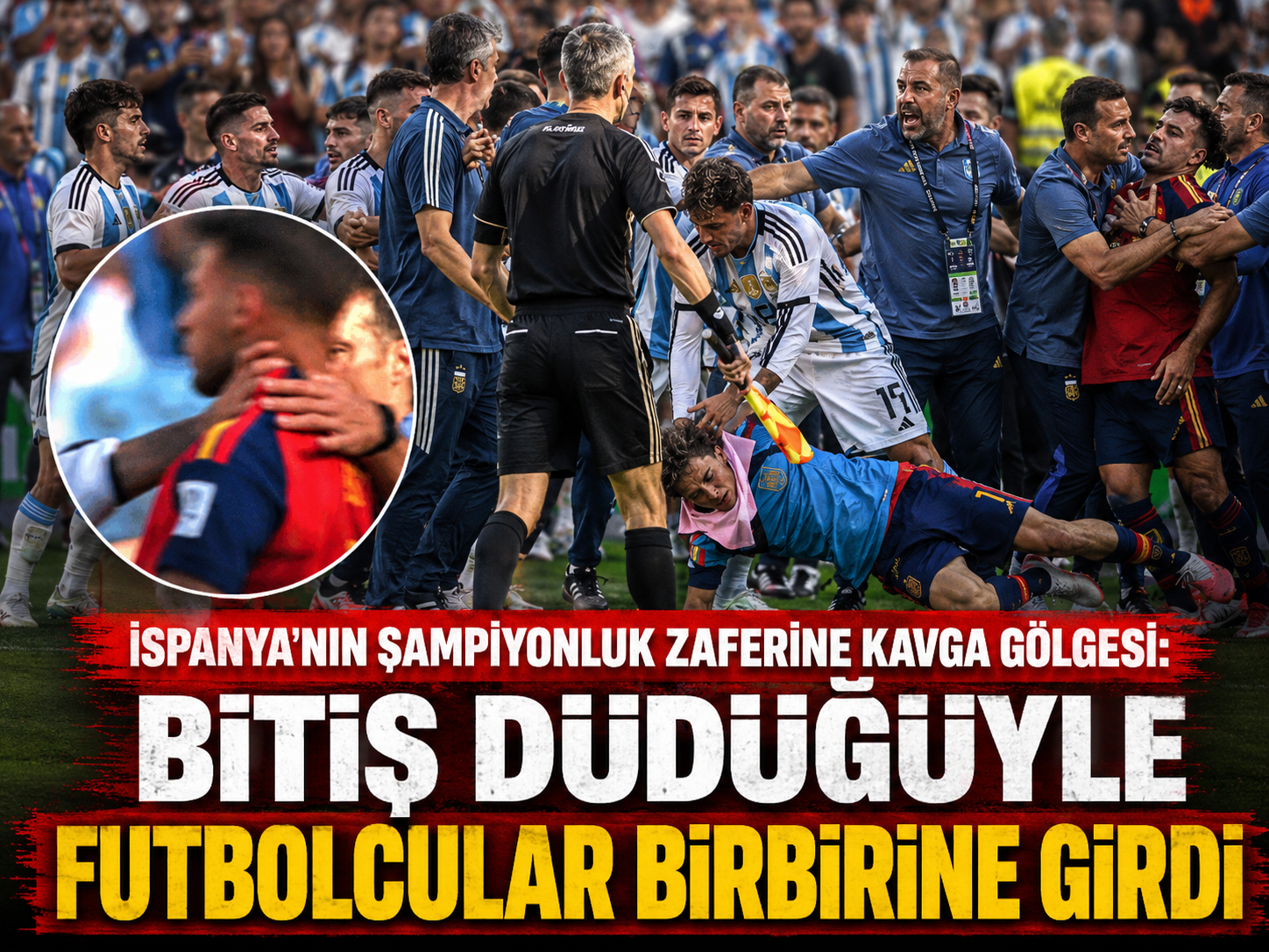 İspanya’nın şampiyonluk zaferine kavga gölgesi: Bitiş düdüğüyle futbolcular birbirine girdi