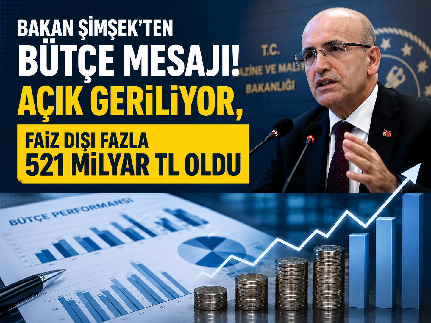 Bakan Şimşek’ten bütçe mesajı! Açık geriliyor, faiz dışı fazla 521 milyar TL oldu