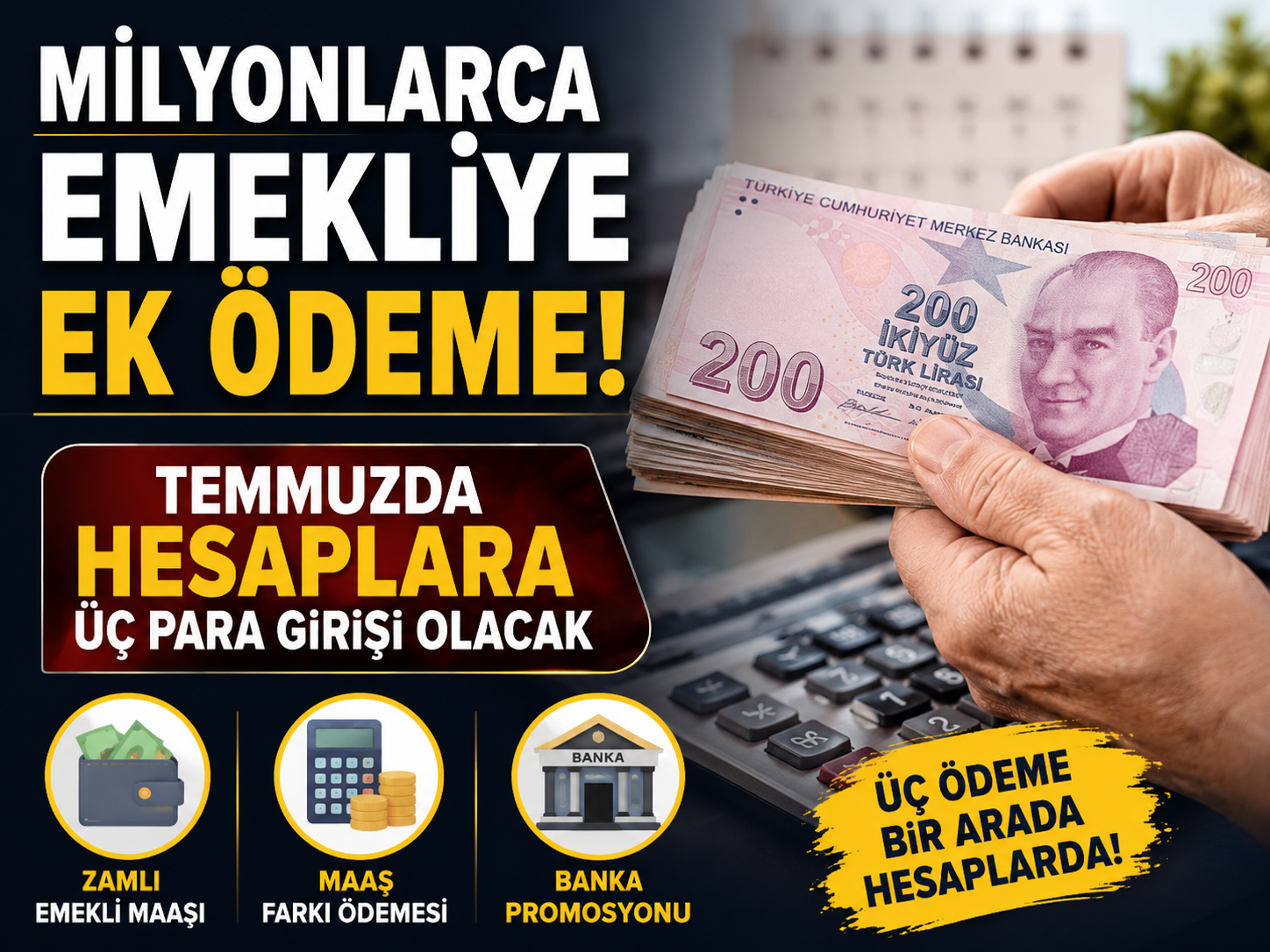 Milyonlarca emekliye ek ödeme! Temmuzda hesaplara üç para girişi olacak