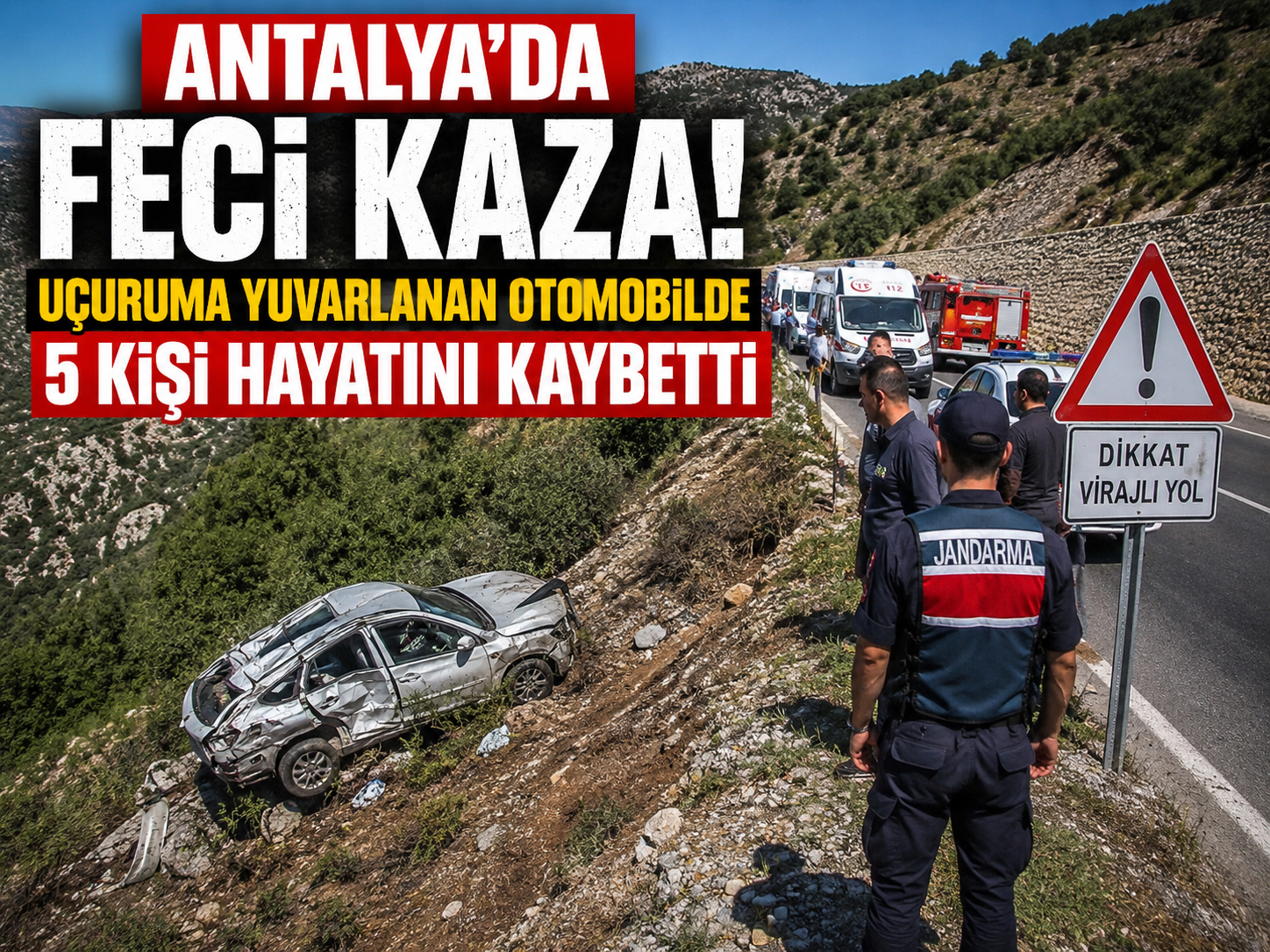 Antalya'da feci kaza! Uçuruma yuvarlanan otomobilde 5 kişi hayatını kaybetti