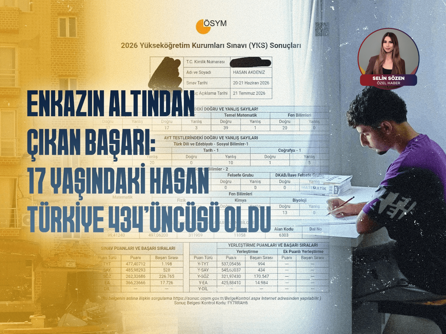 Konteynerde çalıştı, Türkiye 434'üncüsü oldu