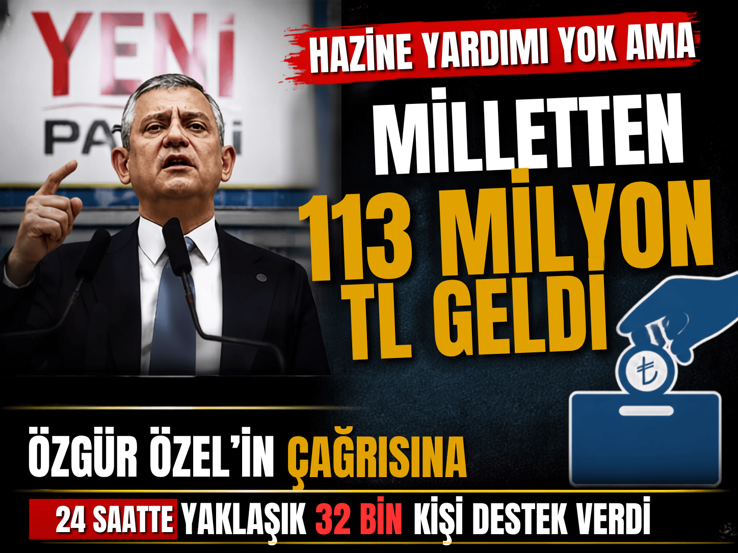 Özgür Özel’in çağrısına 24 saatte 113 milyon liralık destek