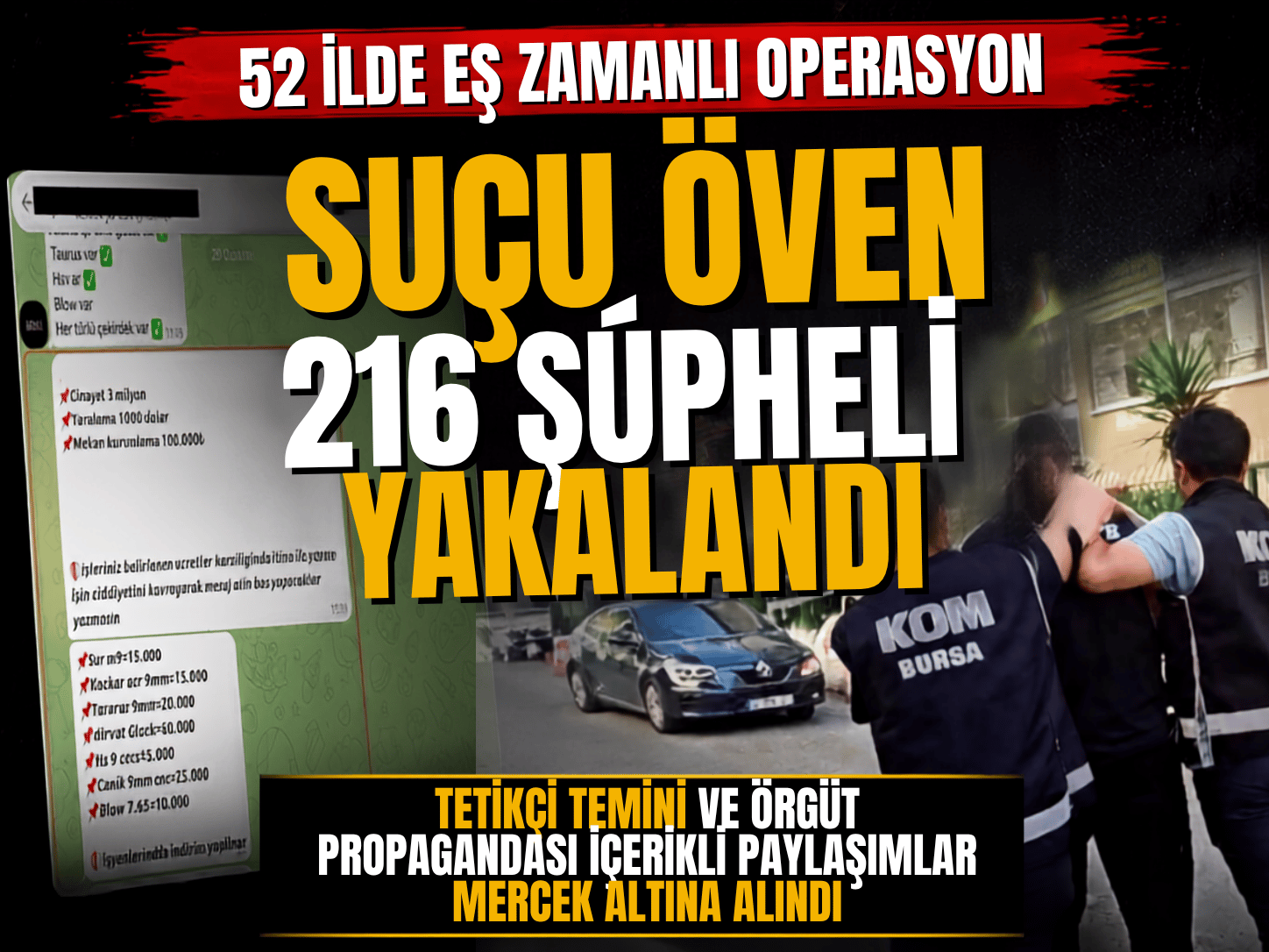 Sosyal medyada suçu övenlere 52 ilde operasyon