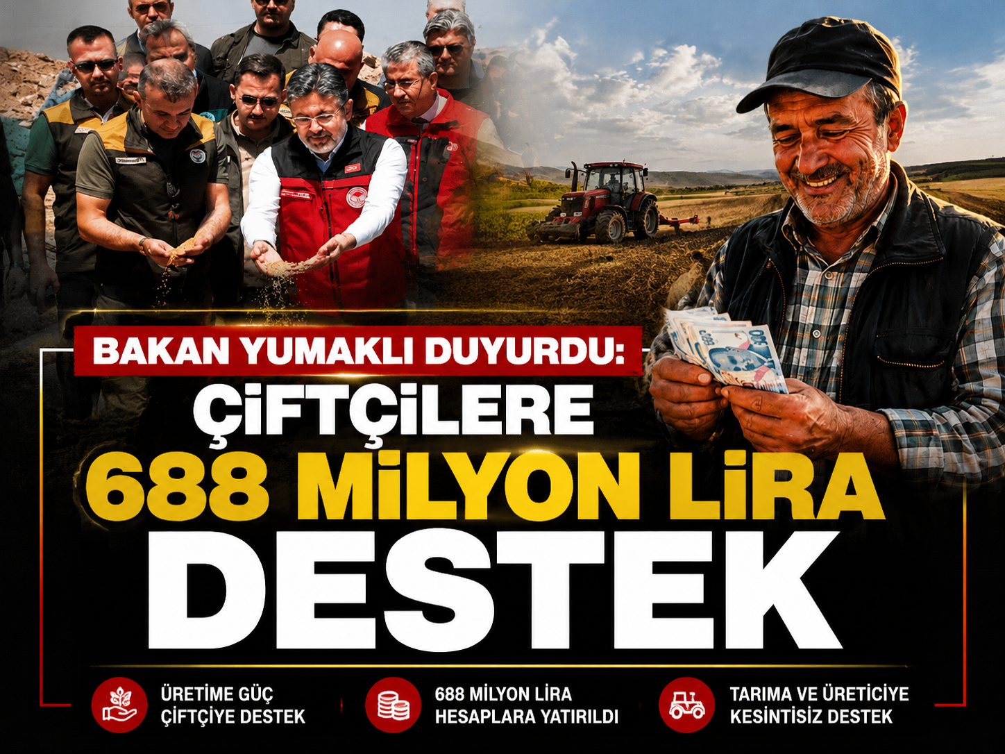 Bakan Yumaklı duyurdu: Çiftçilere 688 milyon lira destek