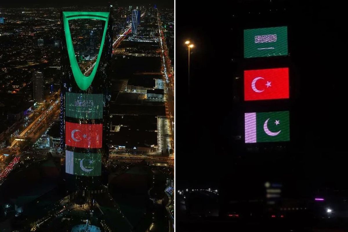 Mekke’de üçlü anlaşmaya bayraklı kutlama