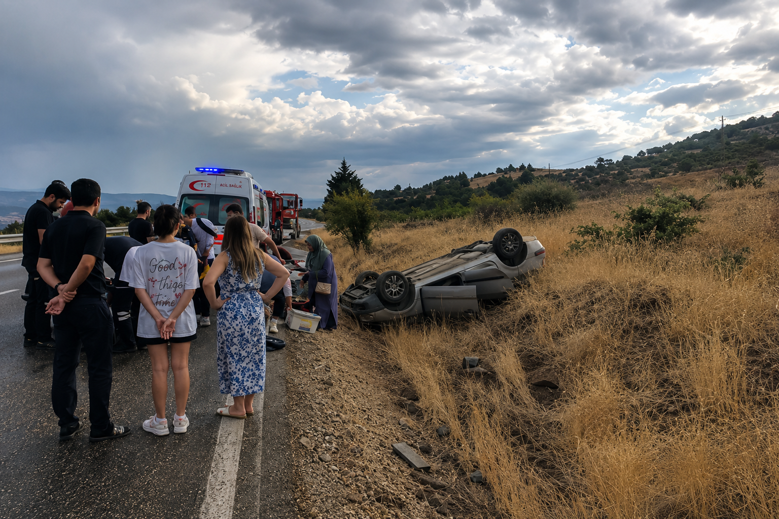 Şarampoldeki kaza: Yaralıların durumu kritik