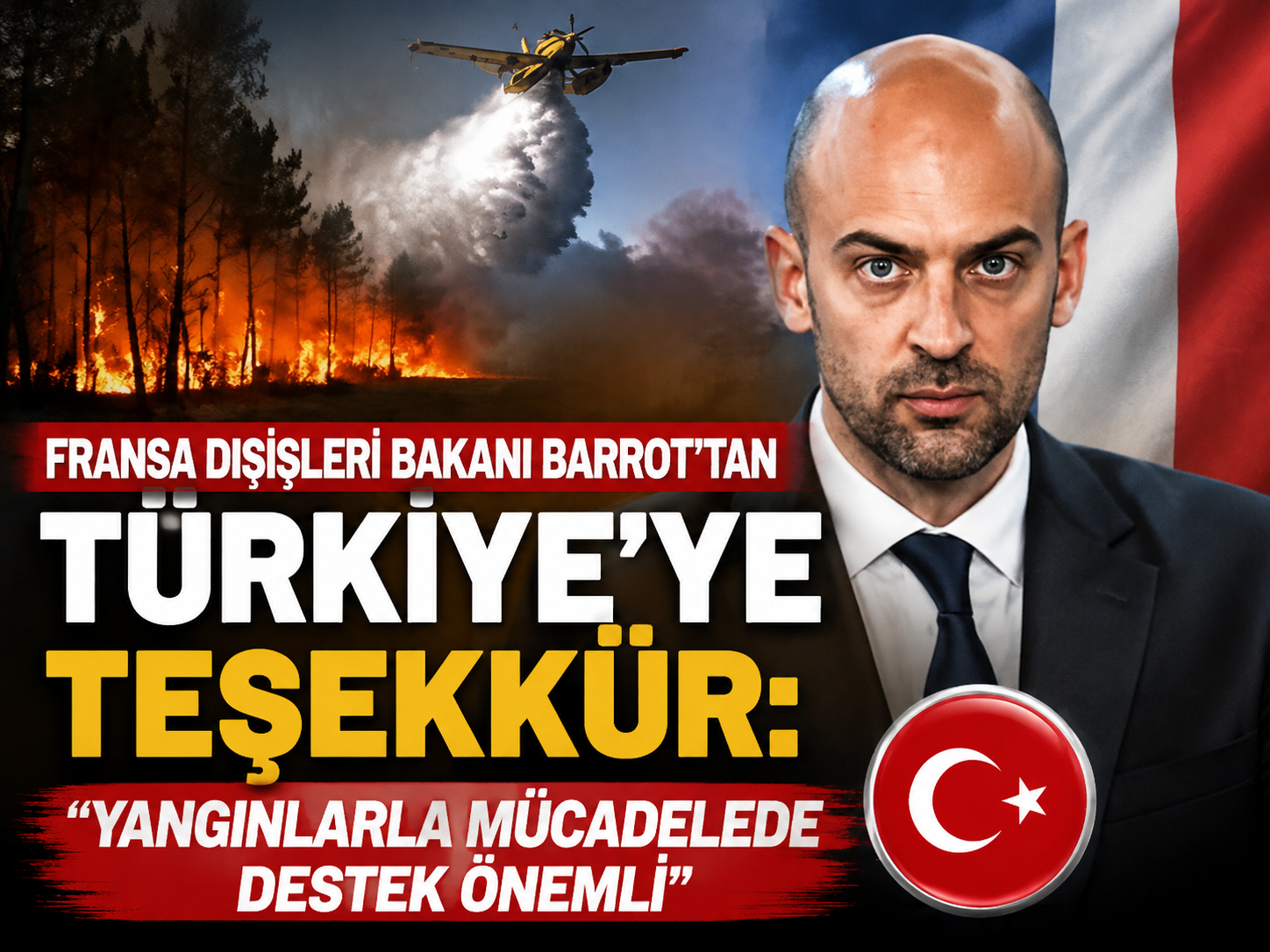 Fransa Dışişleri Bakanı Barrot'tan Türkiye'ye teşekkür: "Yangınlarla mücadelede destek önemli"