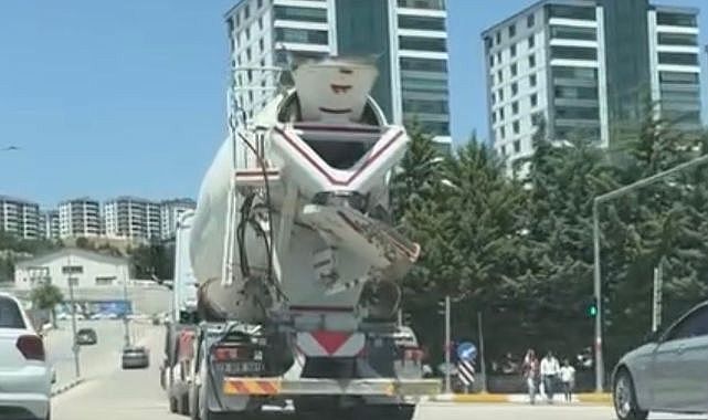 Erzurum'da harç döken beton mikserine ceza kesildi