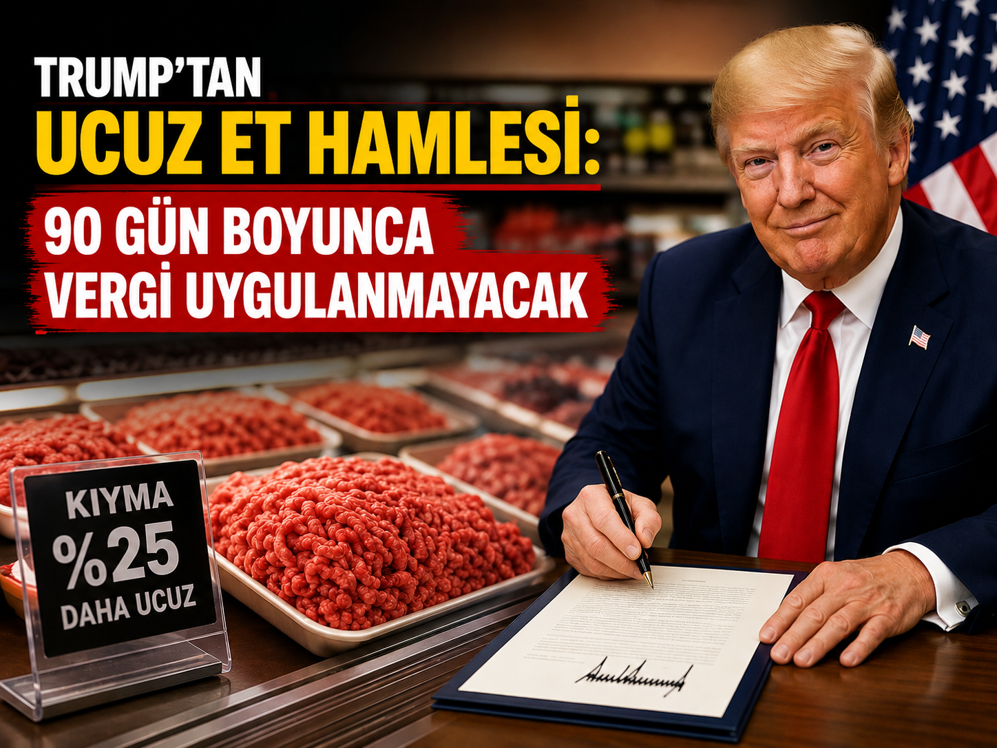 Trump’tan ucuz et hamlesi: 90 gün boyunca vergi uygulanmayacak