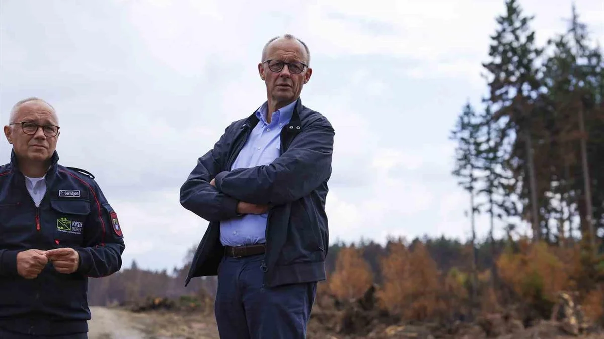 Friedrich Merz, Hürtgenwald'da protestolarla karşılaştı