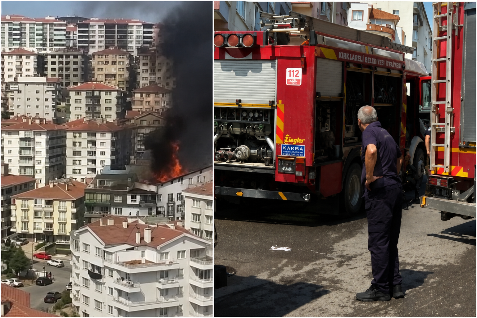 Mamak'ta bina çatısında çıkan yangın söndürüldü