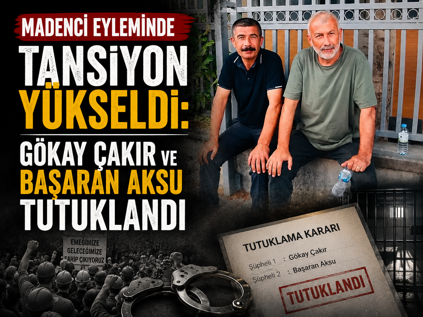 Madenci eyleminde tansiyon yükseldi: Gökay Çakır ve Başaran Aksu tutuklandı