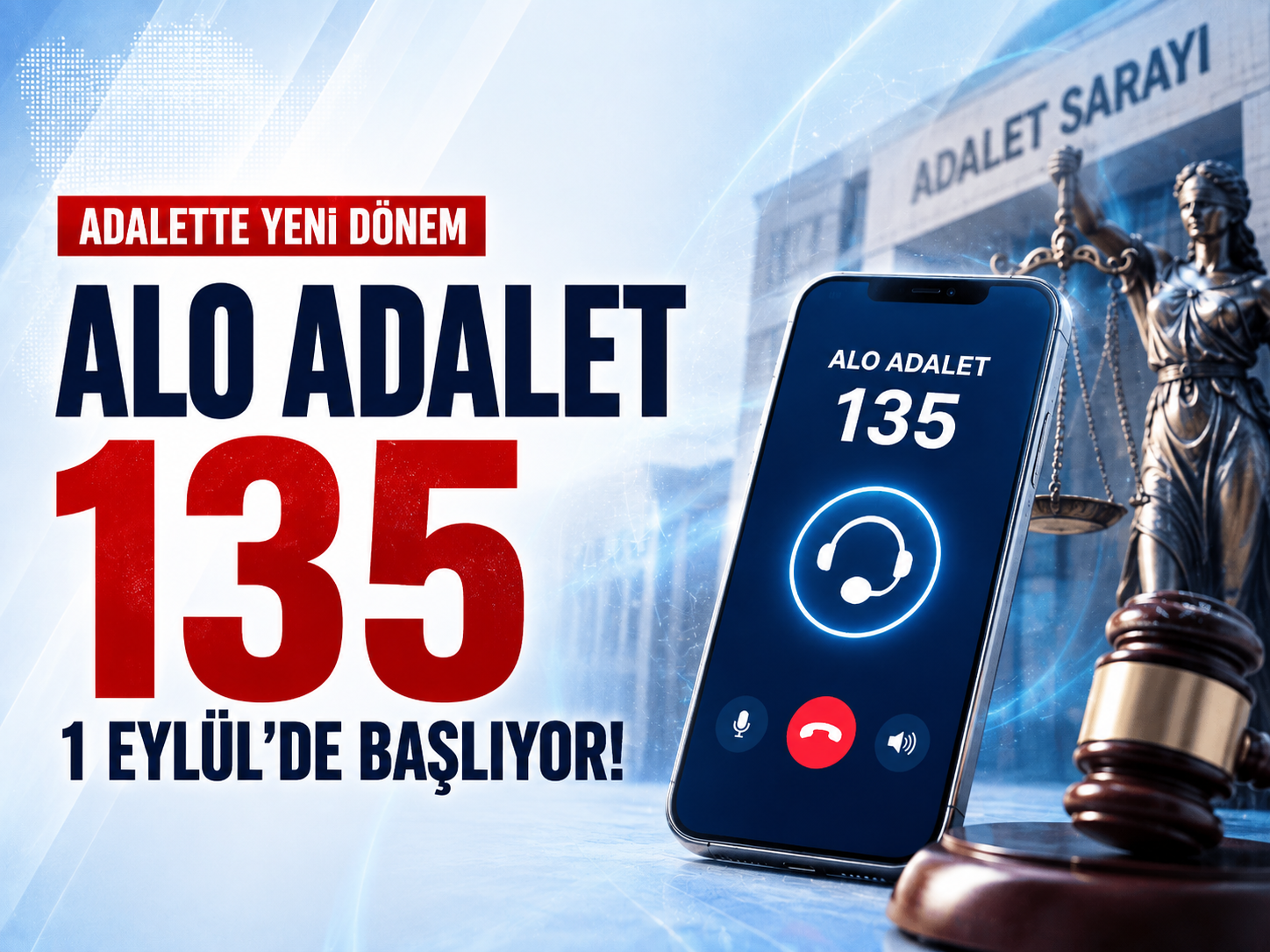 Alo Adalet 135 hizmeti 1 Eylül'de faaliyete geçiyor