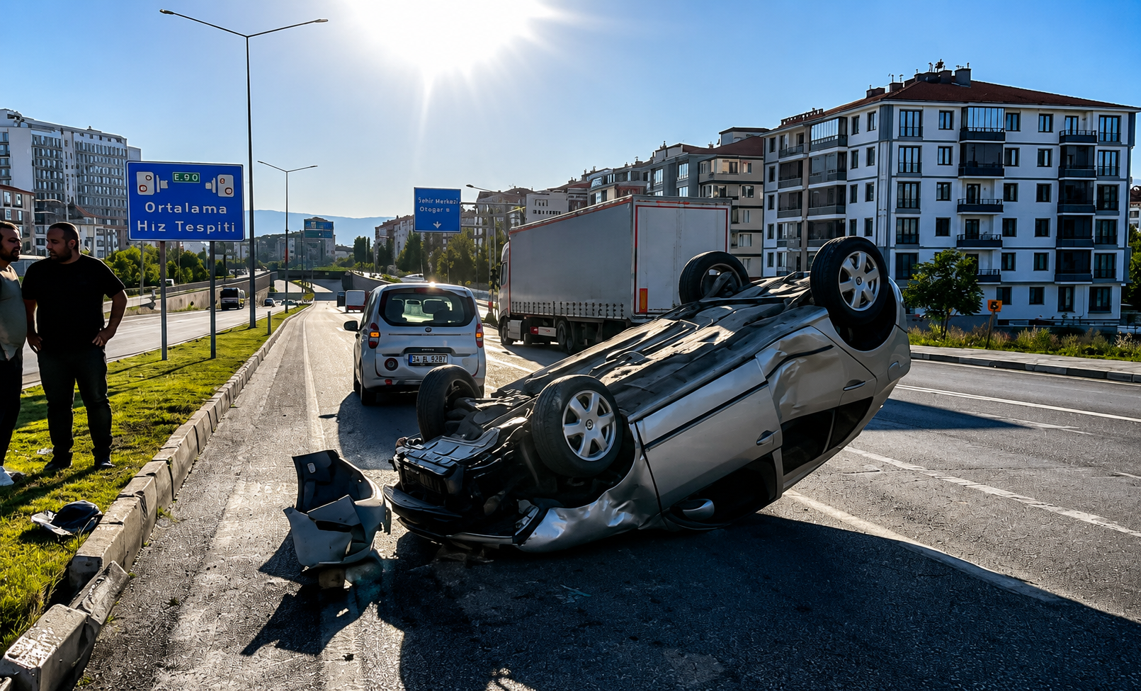 Çorum'da kontrolden çıkan otomobil takla attı
