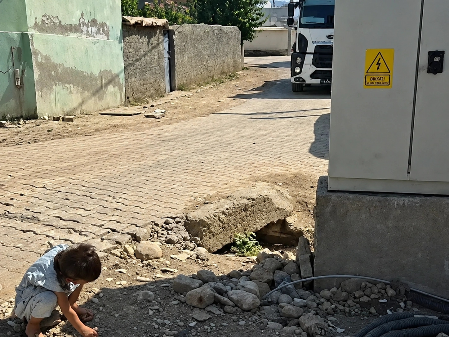 Silopi'de çocukların oyun alanı yakınındaki trafoya tepki