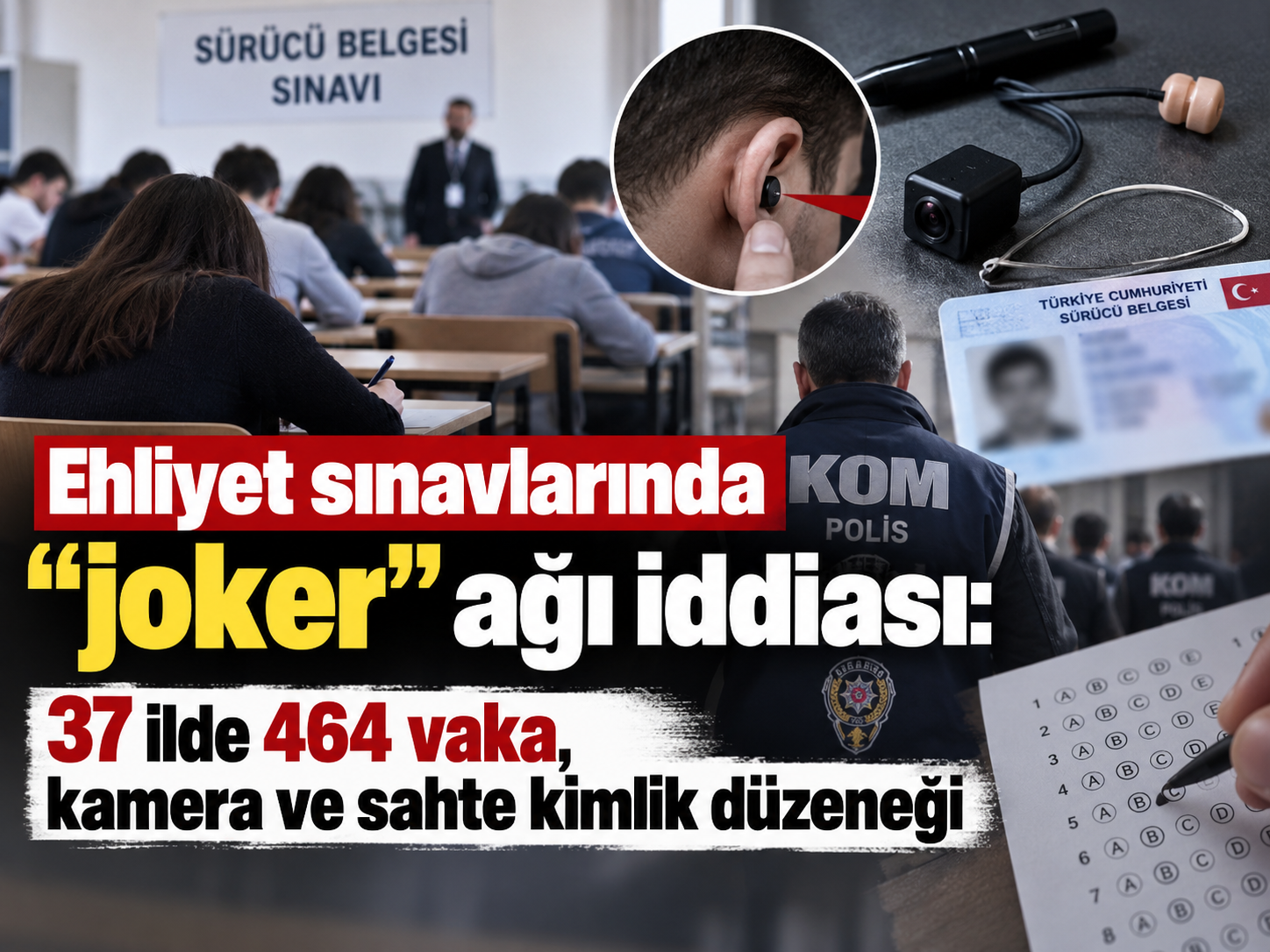 Ehliyet sınavlarında “joker” ağı iddiası: 37 ilde 464 vaka, kamera ve sahte kimlik düzeneği