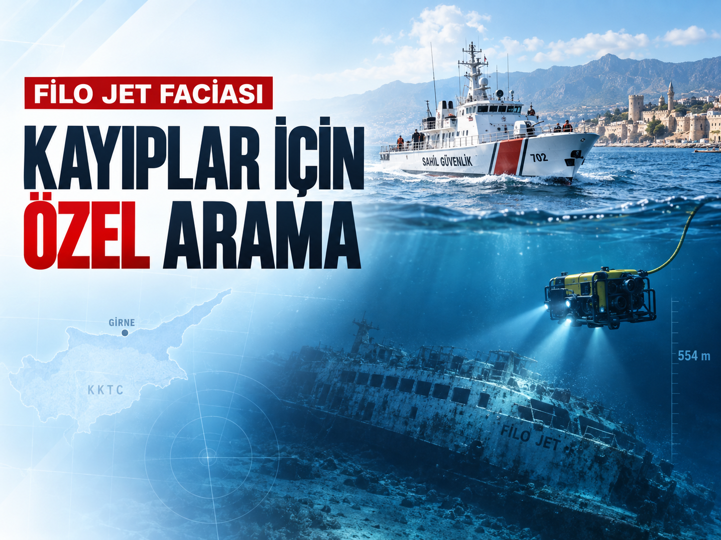 Girne açıklarındaki gemi faciasında aramalar genişletildi
