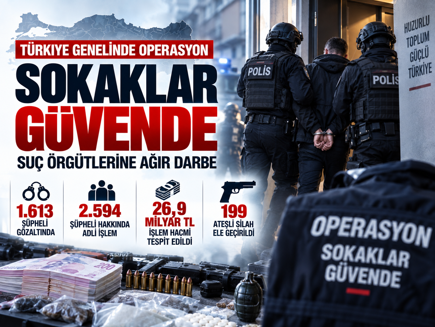 “Sokaklar Güvende”de dev operasyon! 1.613 gözaltı