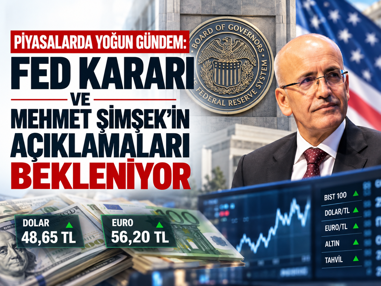 Piyasalarda yoğun gündem: Fed kararı ve Mehmet Şimşek'in açıklamaları bekleniyor