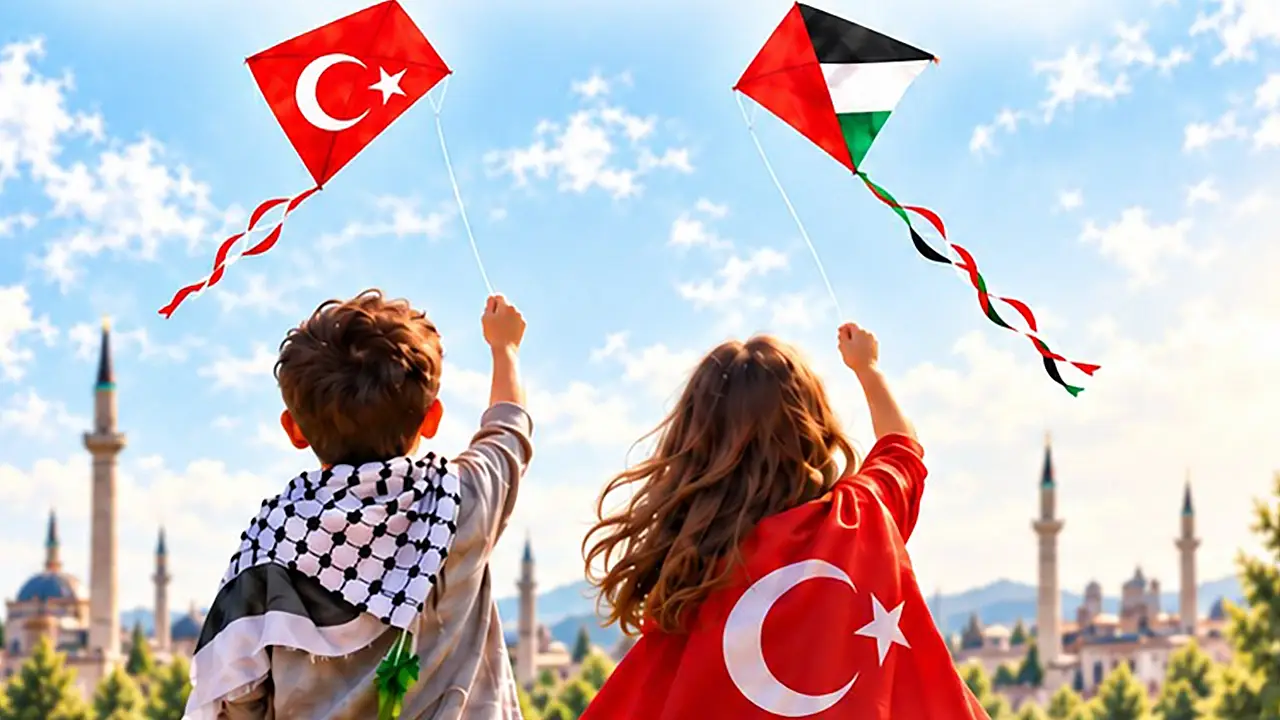 Konya'da 500 öğrenciden Gazzeli çocuklar için uçurtmalı adalet mesajı