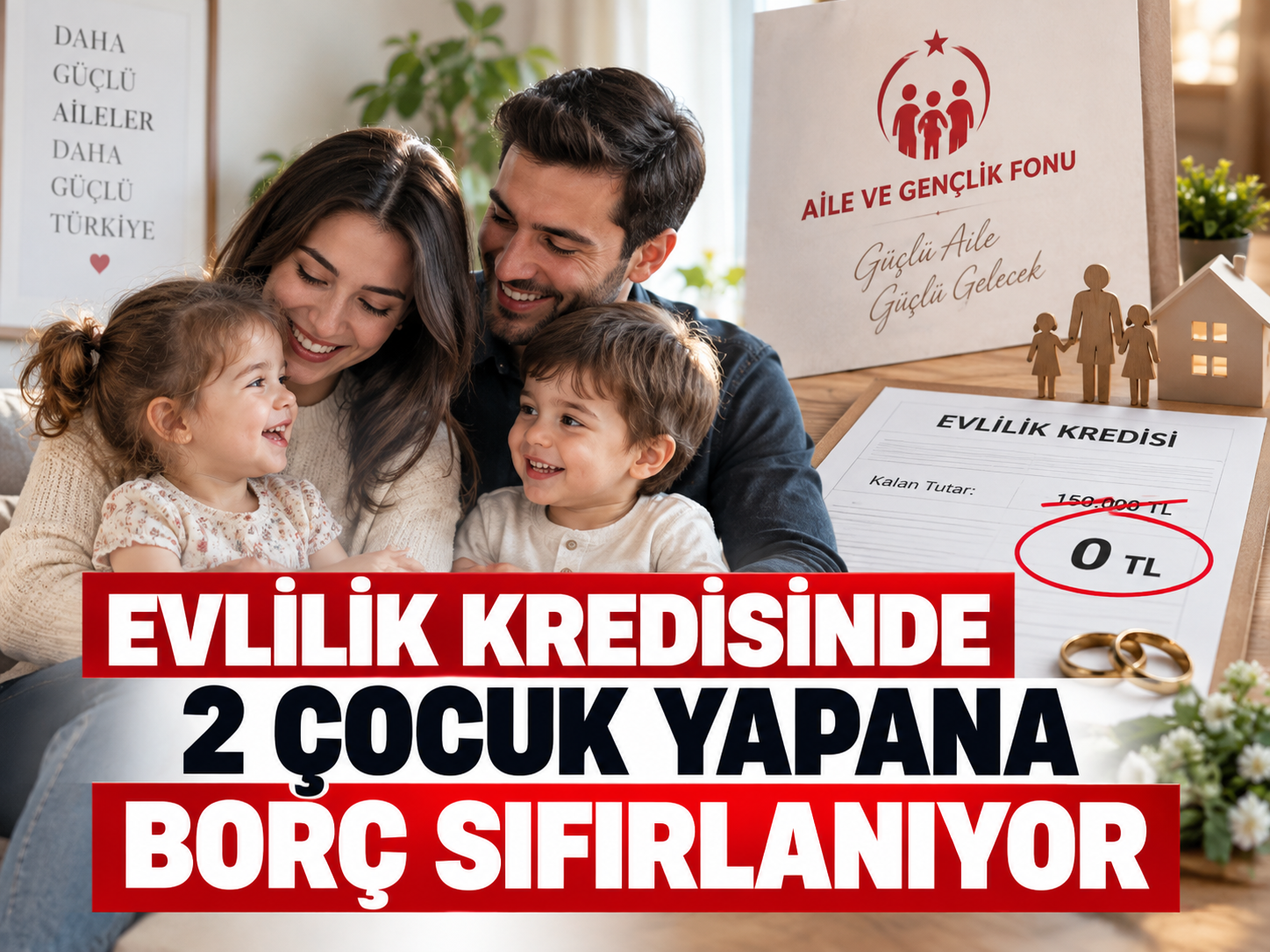Evlilik kredisinde 2 çocuk yapana borç sıfırlanıyor
